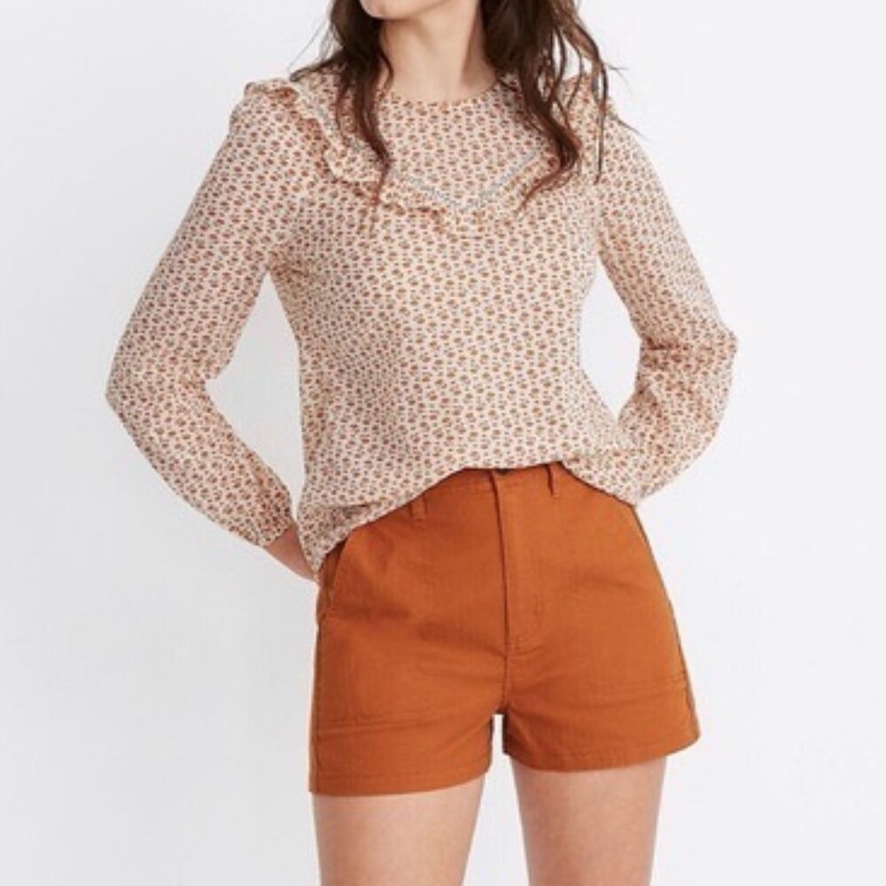 Madewell Ruffle-Yoke Prairie Top in Cutout Blooms | Size XS
